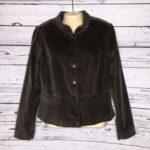LOFT Ann Taylor NWT Size 14 Brown Fully Lined Button Front Velvet Jacket